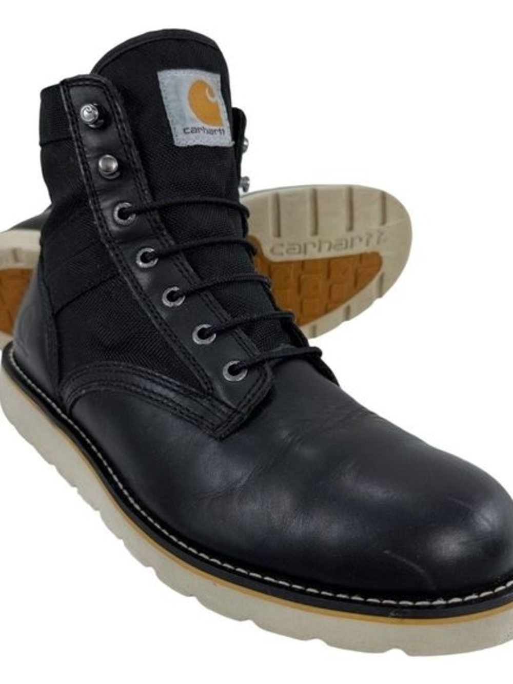 🆕️ Carhartt Men's Black Lightweight Canvas Leather Work Boots